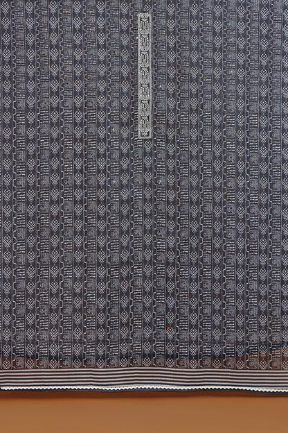 Black Geometric Printed Kurta with Embroidered Panel