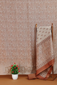 Brown Printed Chanderi Kurta with Delicate Floral Motifs