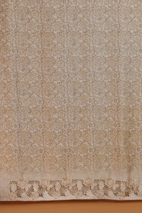 Taupe Printed Dupatta with Lace Border
