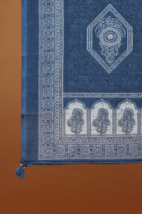 Blue Floral Printed Kurta with Front Placket Detail