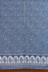 Blue Floral Printed Kurta with Front Placket Detail