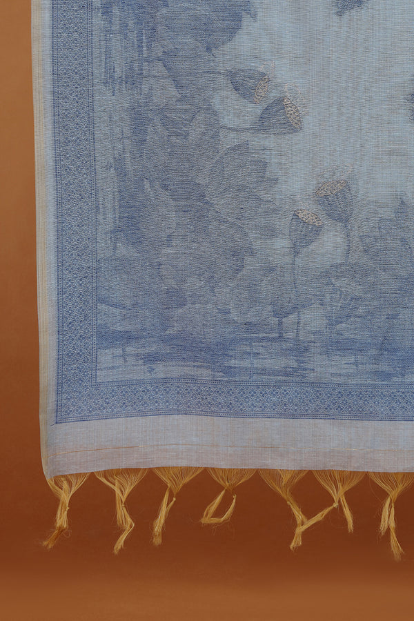 Blue Textured Dupatta with Bird Motif