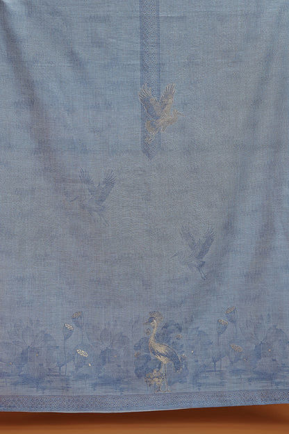 Blue Textured Dupatta with Bird Motif
