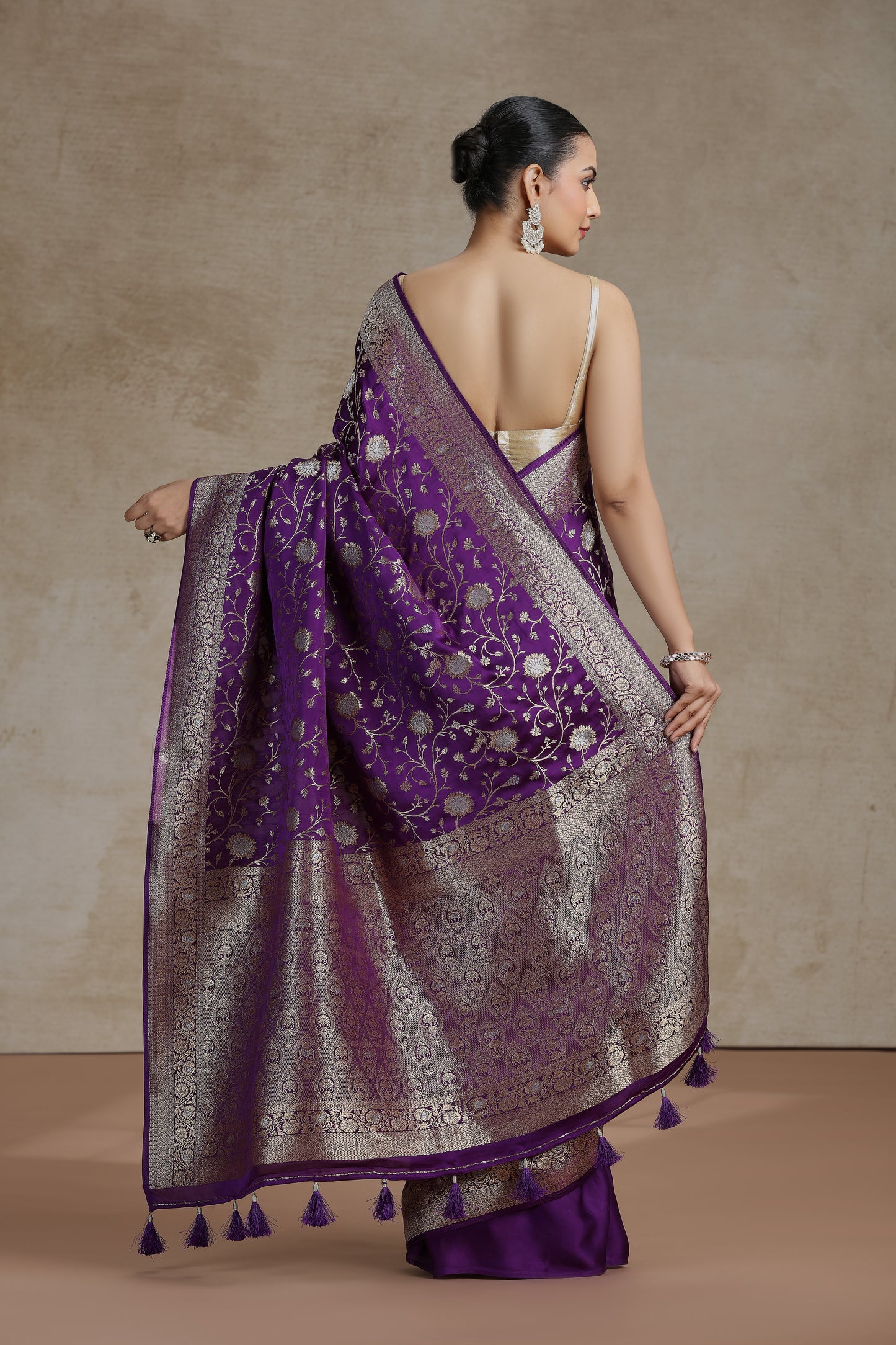 Purple Dola Silk Saree with Woven Detailing