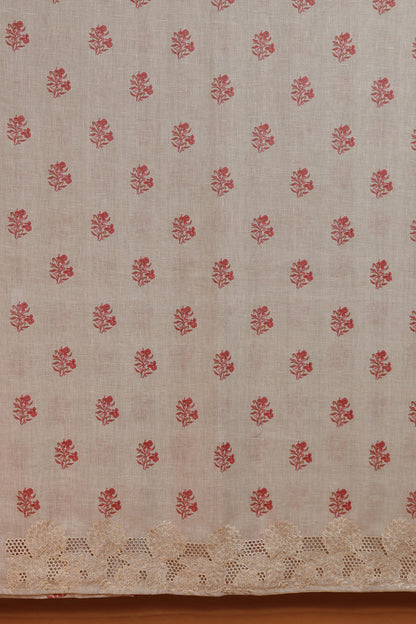 Mocha Taupe Printed Dupatta with Lace Detail