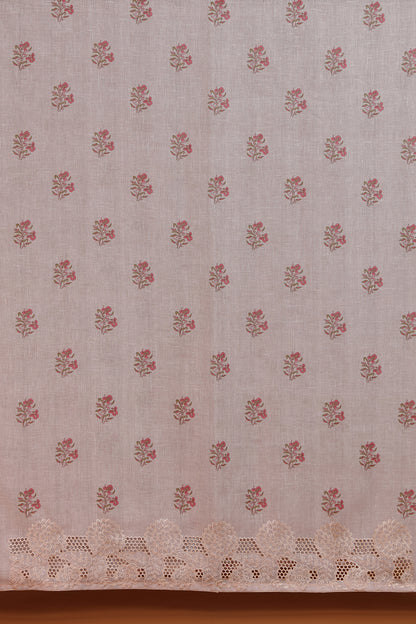 Taupe Beige Printed Dupatta with Lace Detail