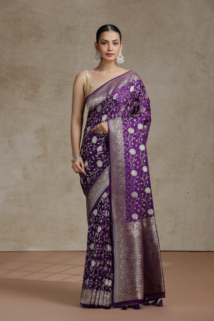 Purple Dola Silk Saree with Woven Detailing