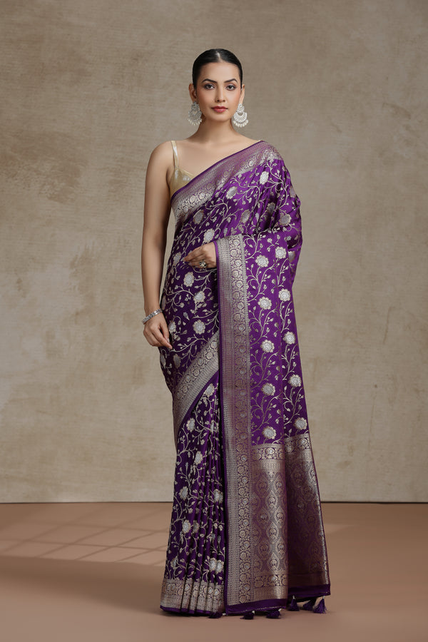 Purple Dola Silk Saree with Woven Detailing