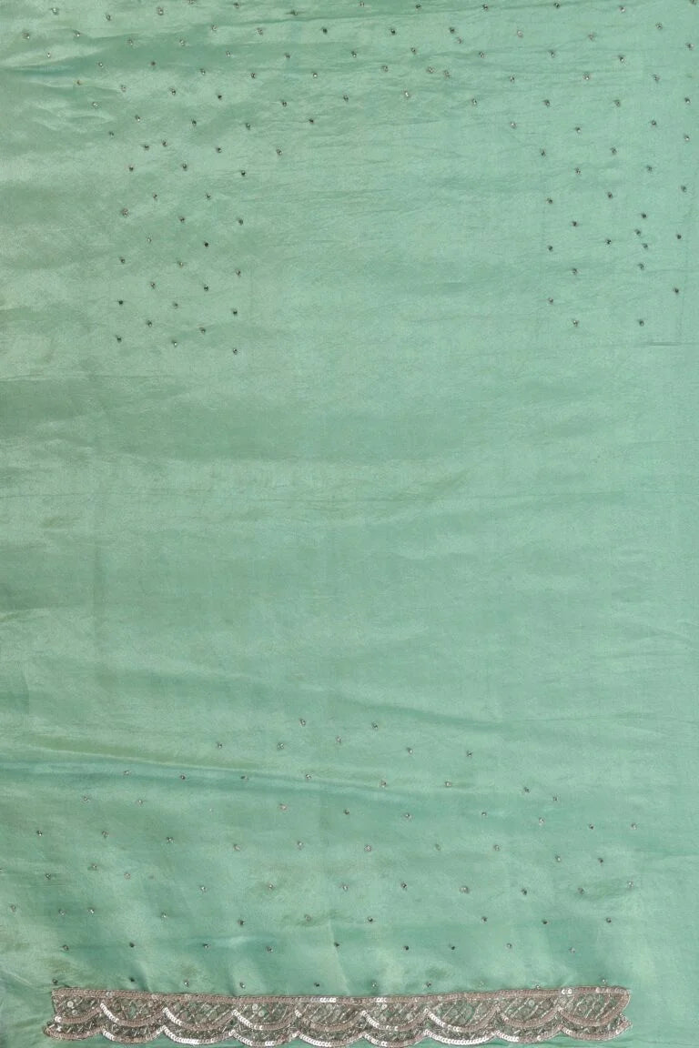 Sage Green Dola Silk Saree with Unstitched Blouse