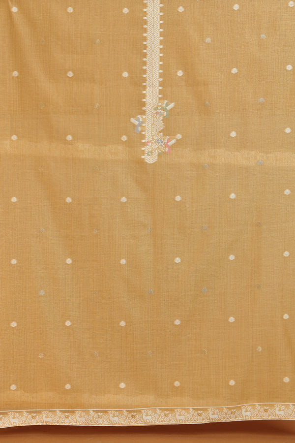 Mustard Brown Embroidered Panel Kurta Fabric