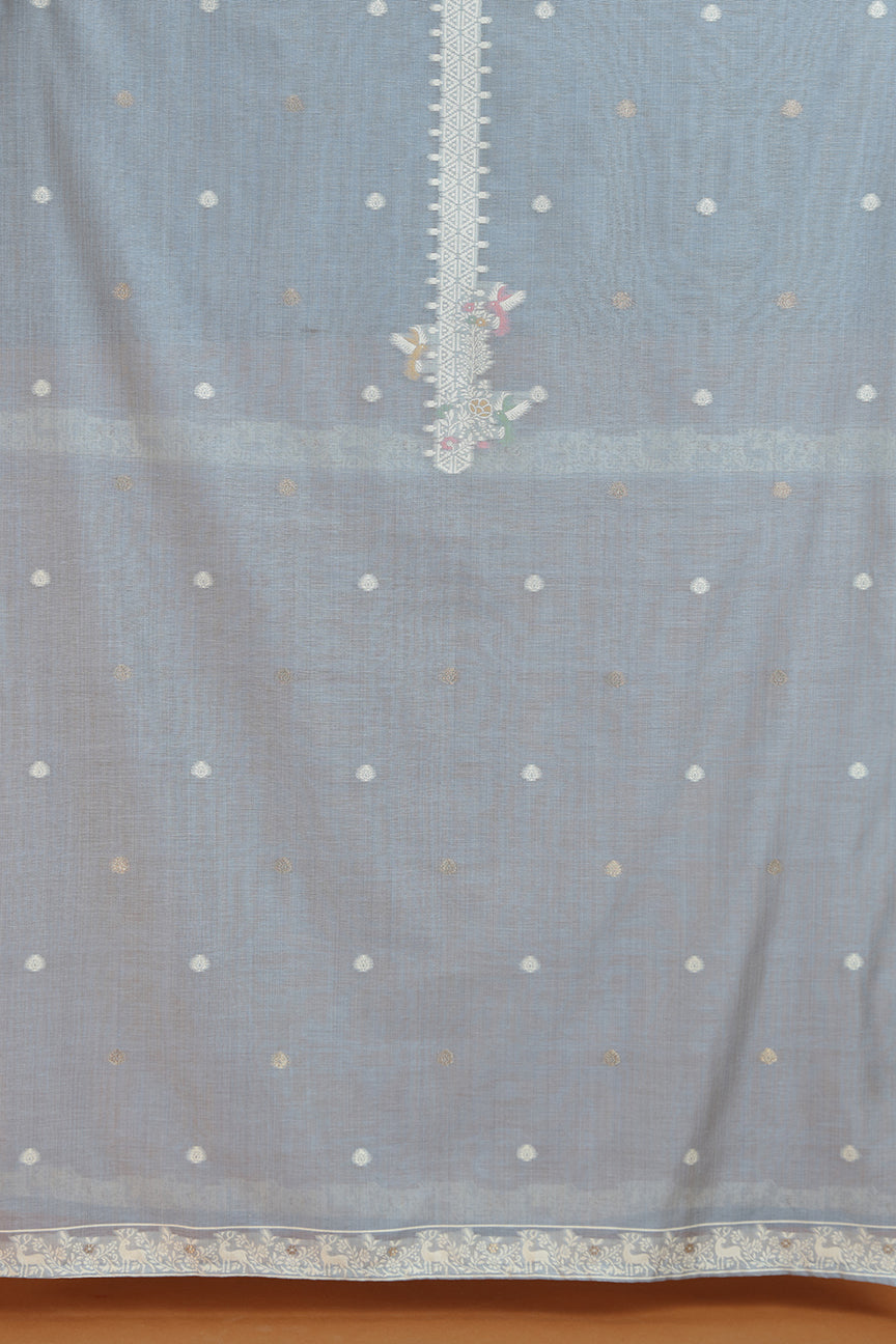 Grey Embroidered Panel Kurta Fabric