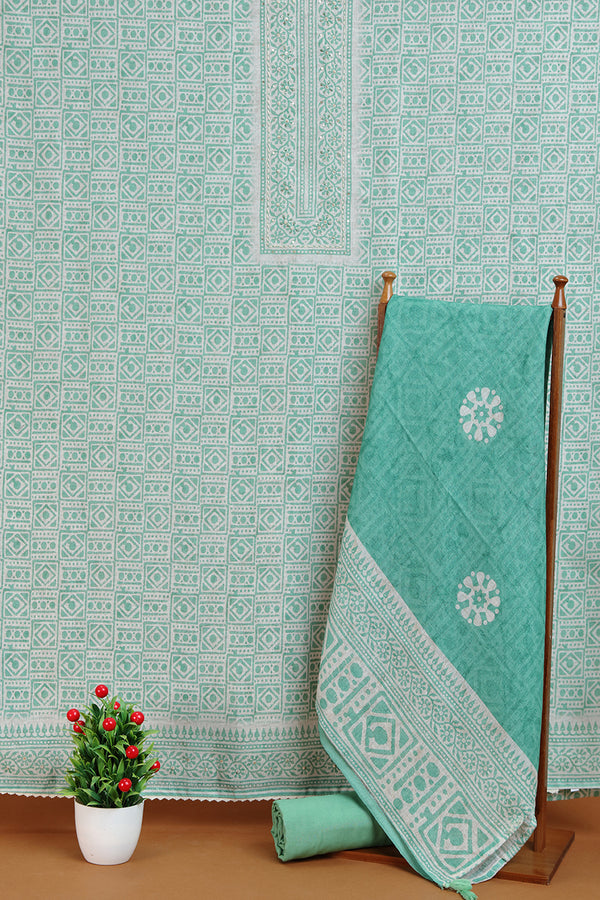 Green Floral Embroidered kurta with Lace Borders