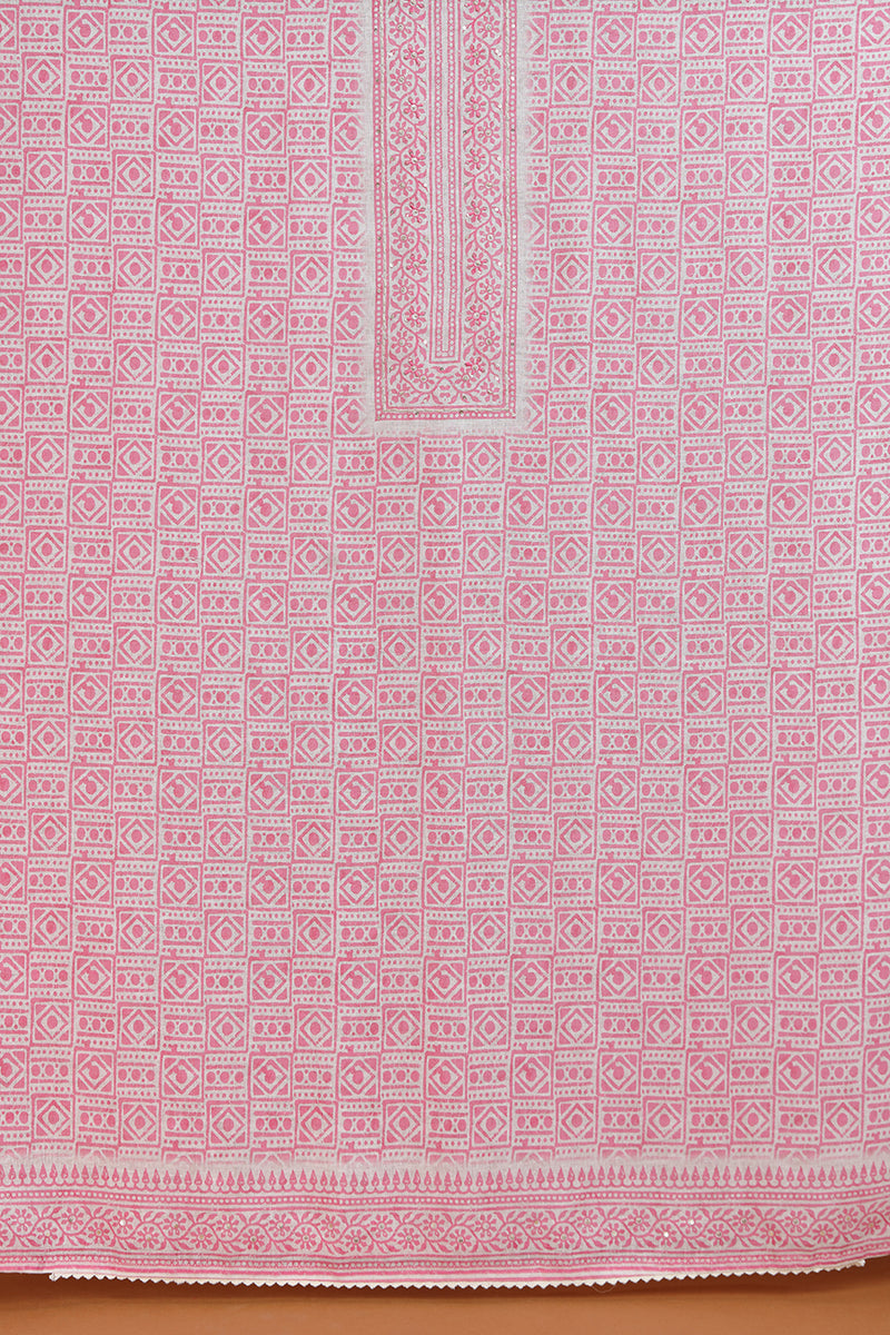 Soft Pink Floral Embroidered outfit with Lace Detailing