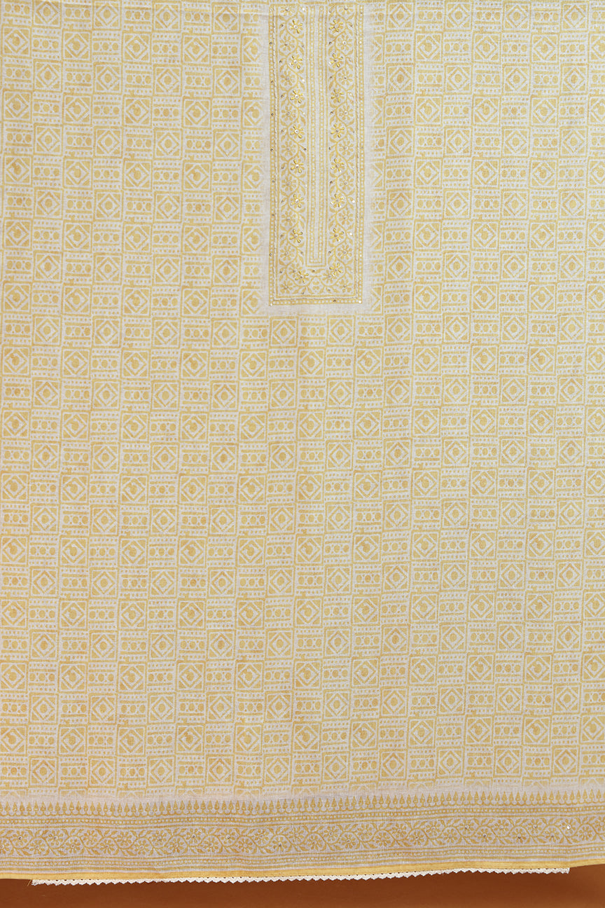 Golden Floral Embroidered kurta with Lace Detailing