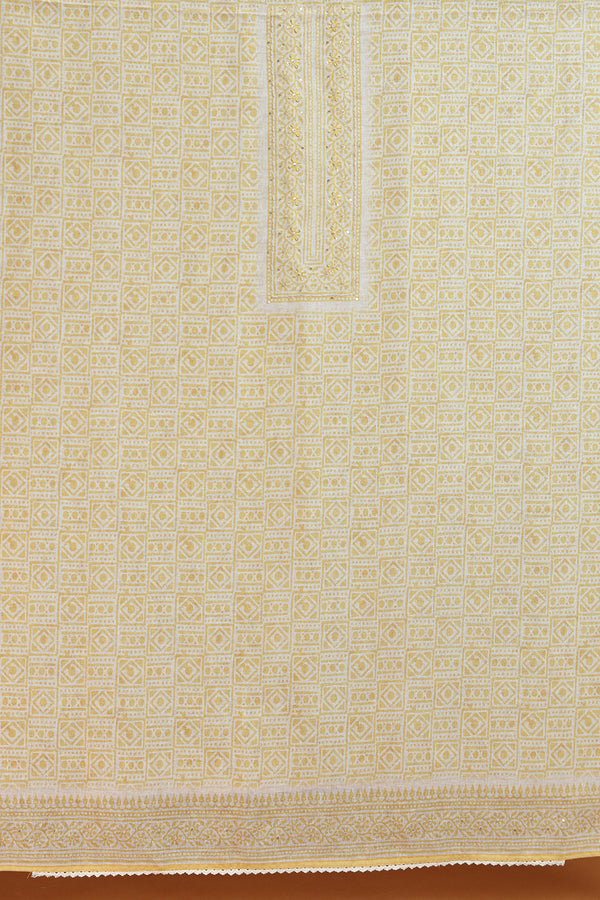 Golden Floral Embroidered kurta with Lace Detailing