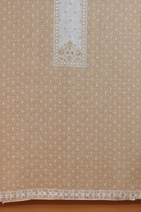 Beige Printed Dupatta with Golden Border