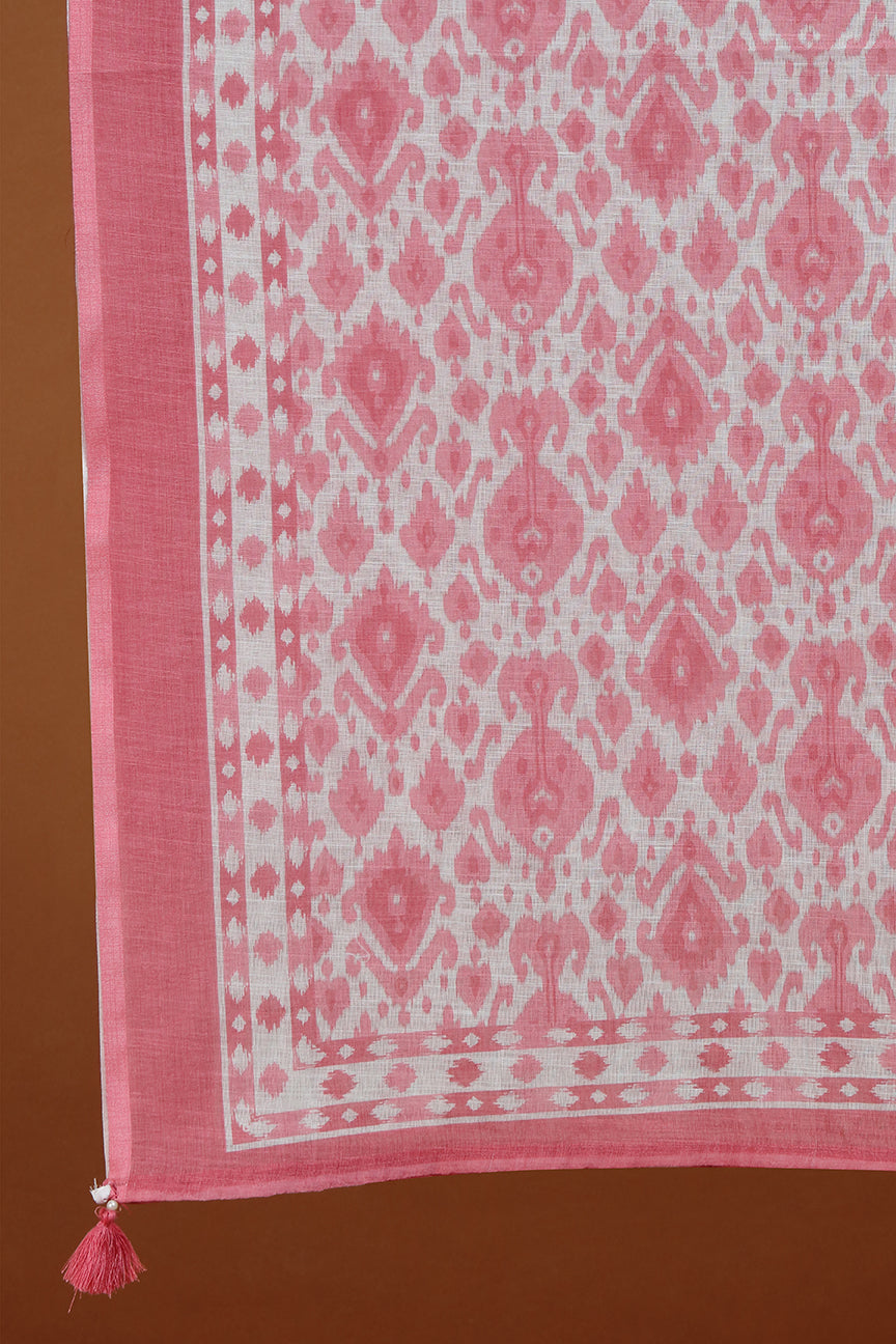 Beige Printed Dupatta with Rust Border Detailing