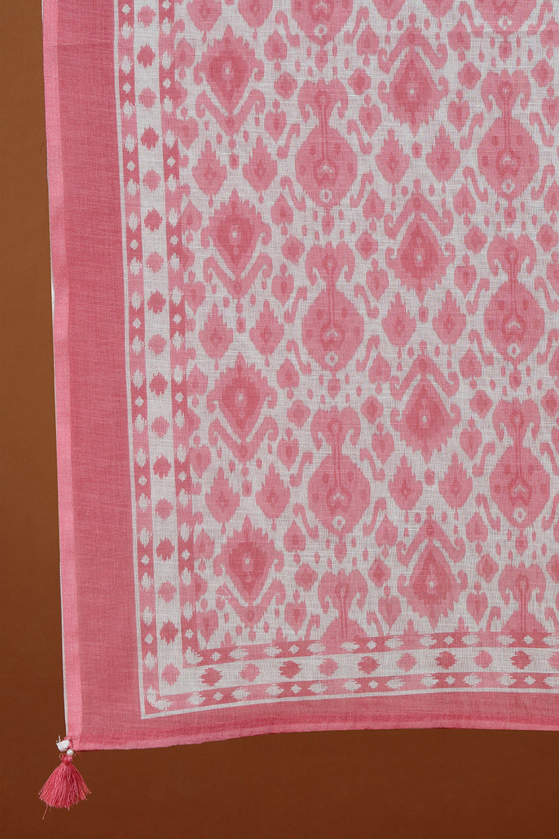 Beige Printed Dupatta with Rust Border Detailing