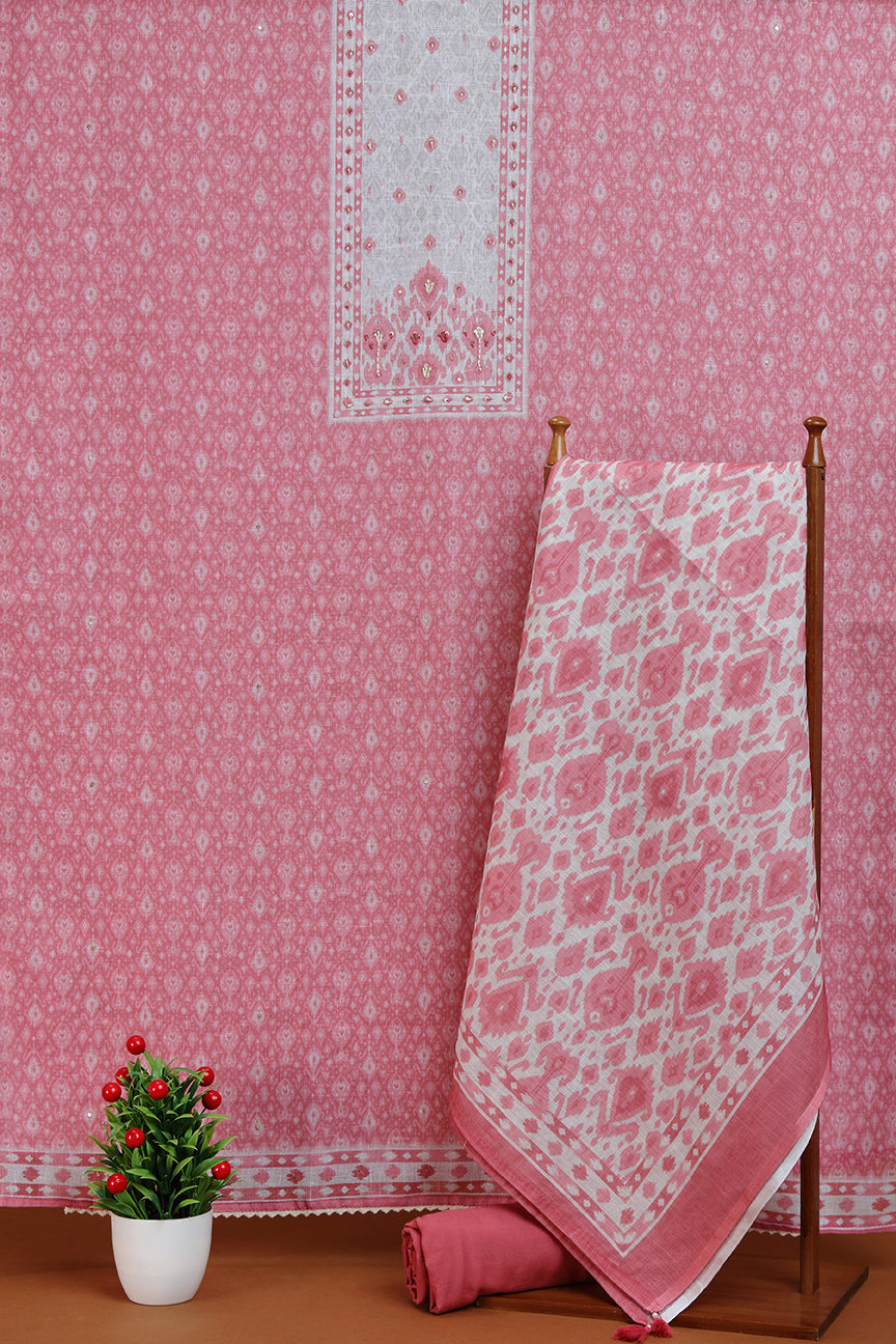 Beige Printed Dupatta with Rust Border Detailing