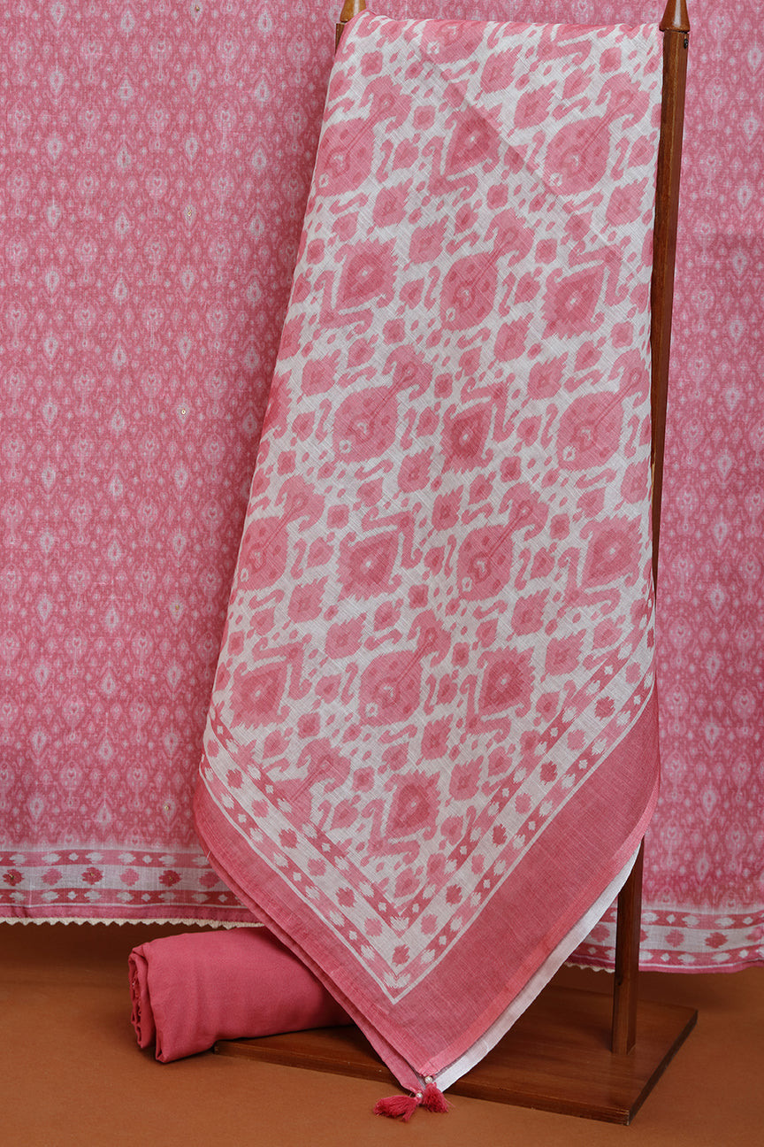 Beige Printed Dupatta with Rust Border Detailing