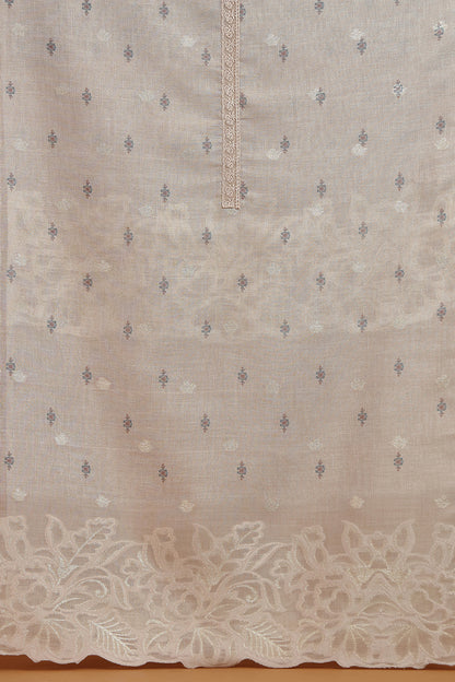 Taupe Floral Woven Kurta Fabric