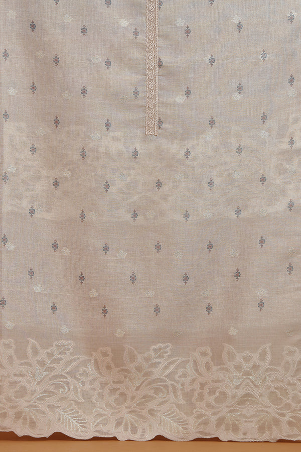 Taupe Floral Woven Kurta Fabric