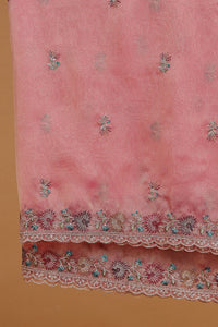 Dusty Rose Floral Embroidered Kurta with Front Panel Detail
