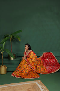 Yellow Pure Silk Saree with Unstitched Blouse