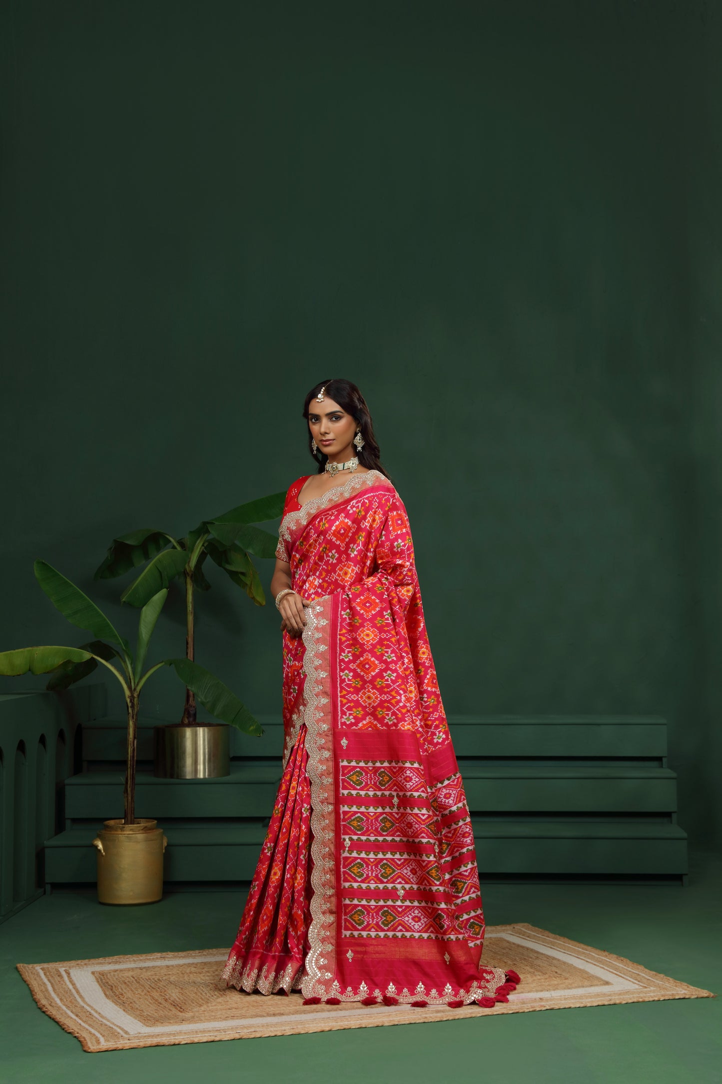 Pink Pure Silk Saree with Unstitched Blouse