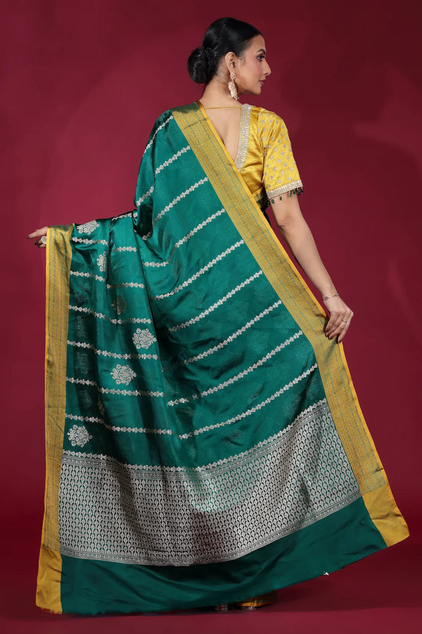 Emerald Green Banarasi Silk Saree with Traditional Zari Weaving