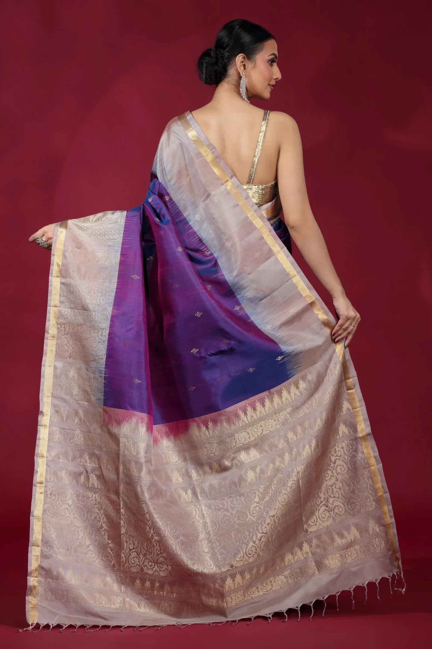 Gold & Purple Kanjivaram Silk Saree