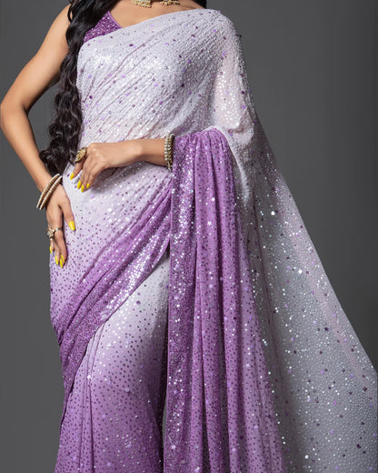 Lilac Georgette Saree with Sequin Embellished Crepe Blouse