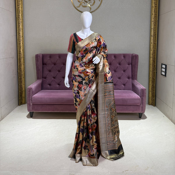 Gold Kanjivaram Silk Saree with Minakari Detailing