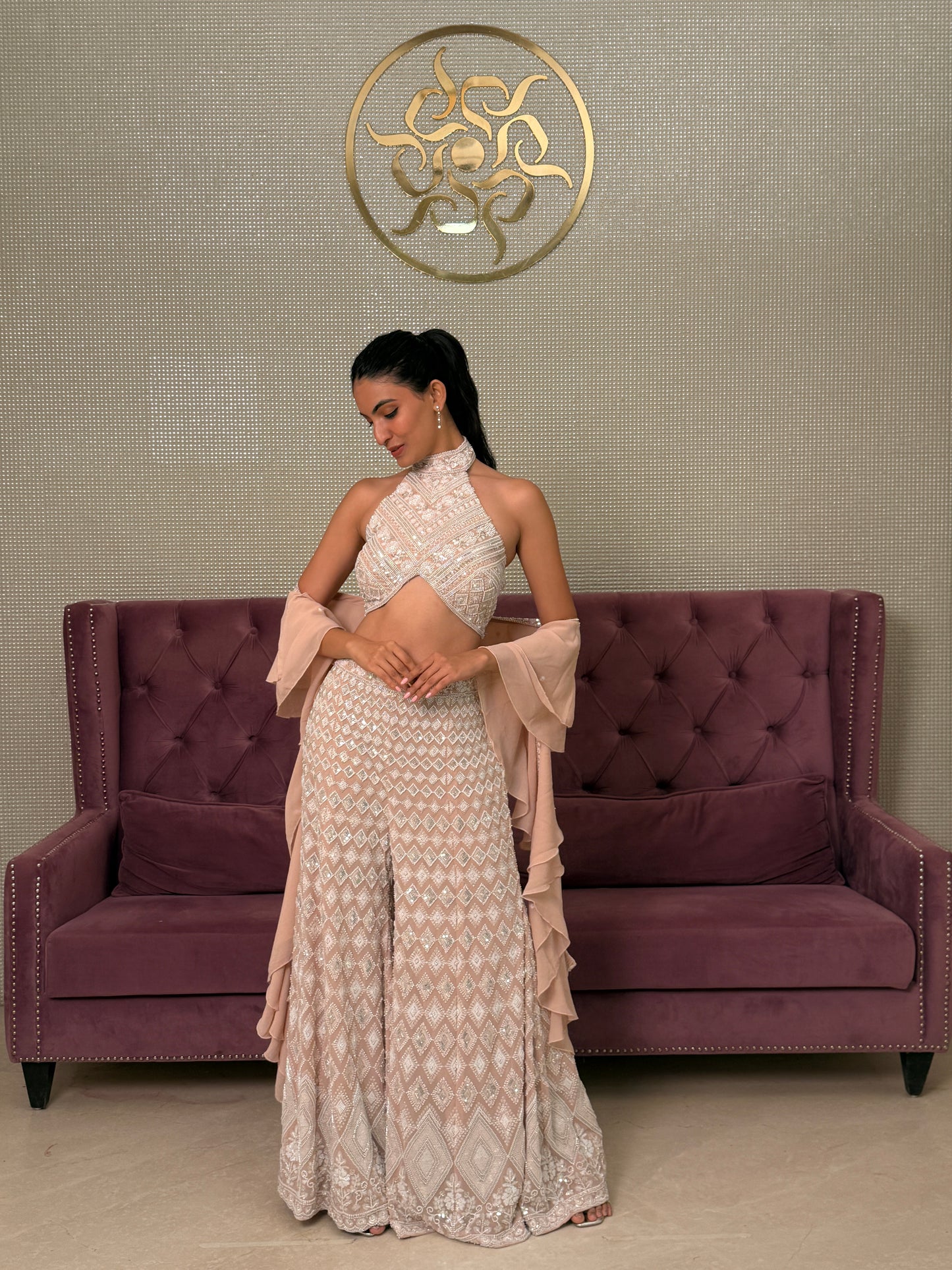 Pink Georgette Salwar Kameez with Sequin & Cutdana Detailing