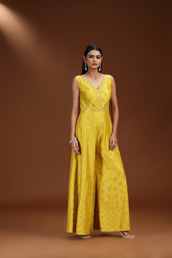 Lime Green Raw Silk Salwar Suit