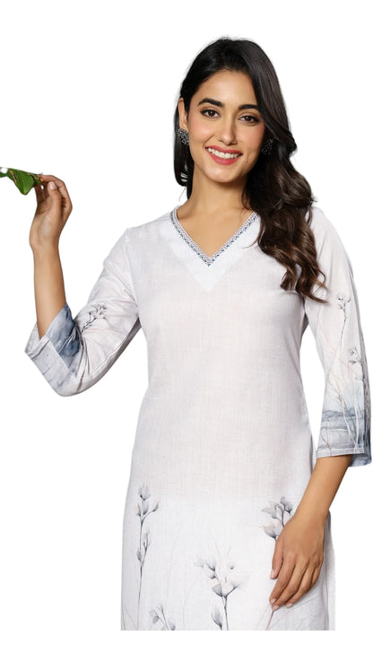 Grey Cotton Kurta