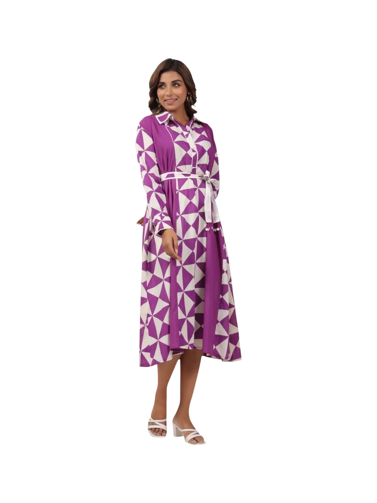 Purple Cotton Printed Kurta Set