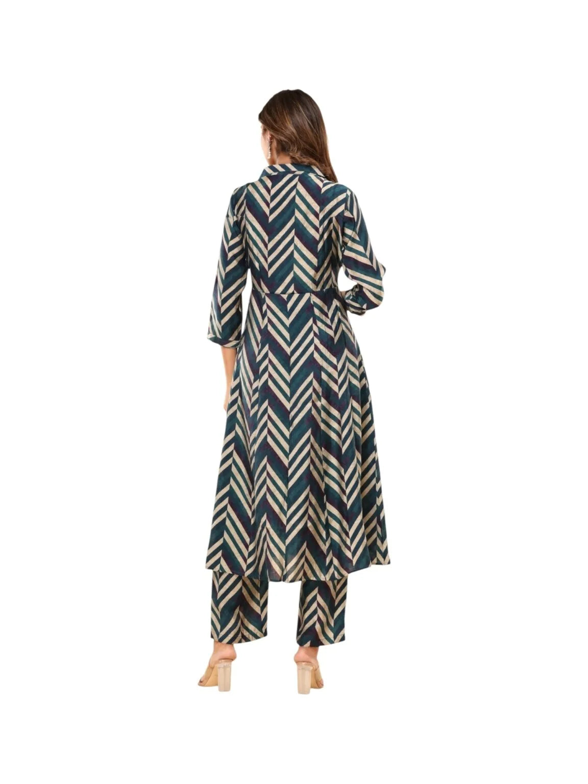 Multicolour Chanderi Kurta with Geometric Zigzag Pattern