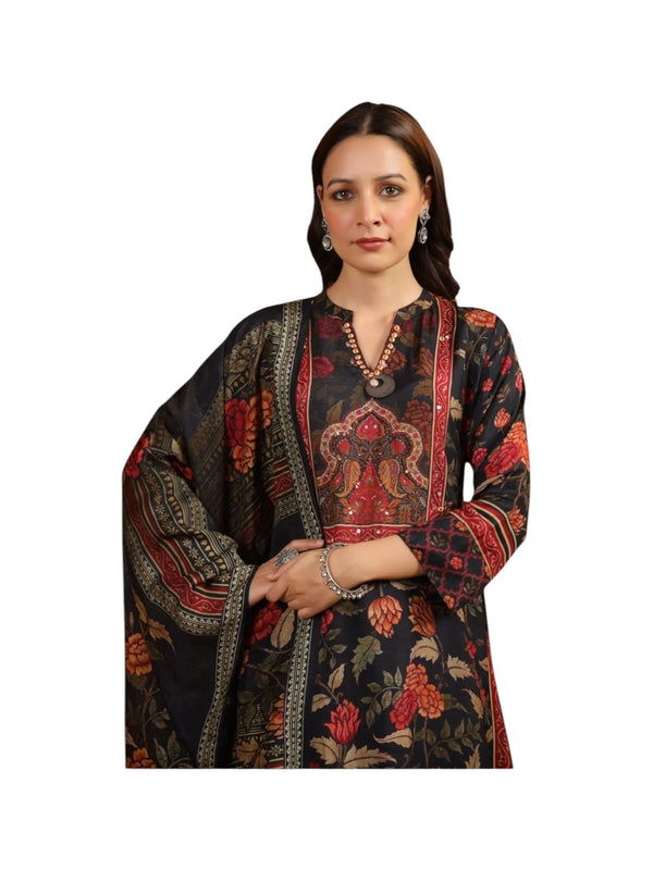 Black Crepe Kurta Set