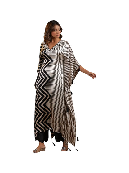 Black Satin Silk Kurta Set
