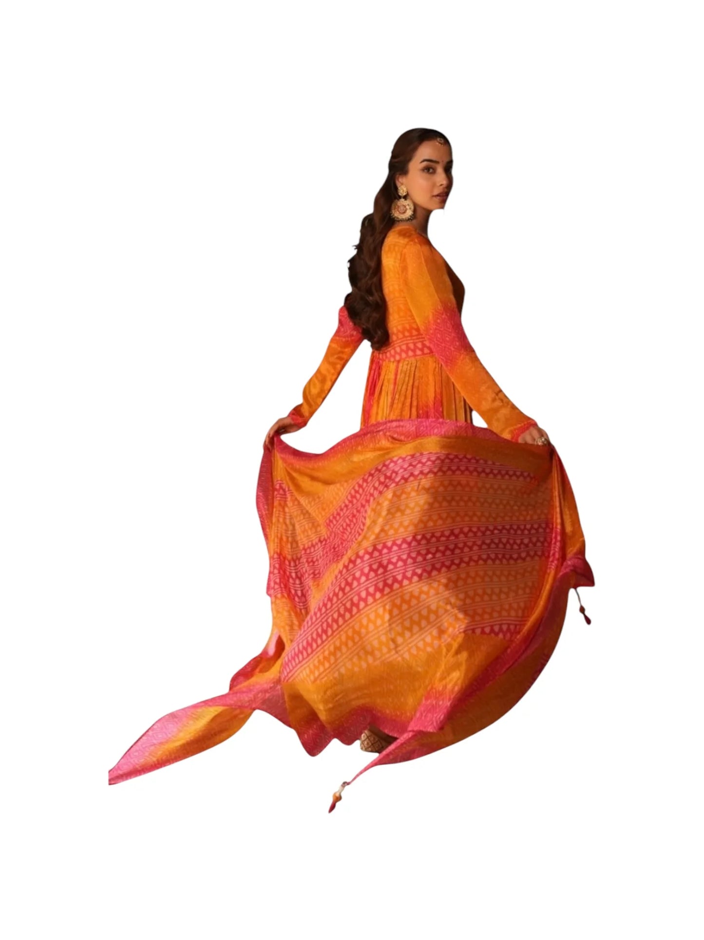 Multi-Color Crepe & Satin Silk Kurta Set