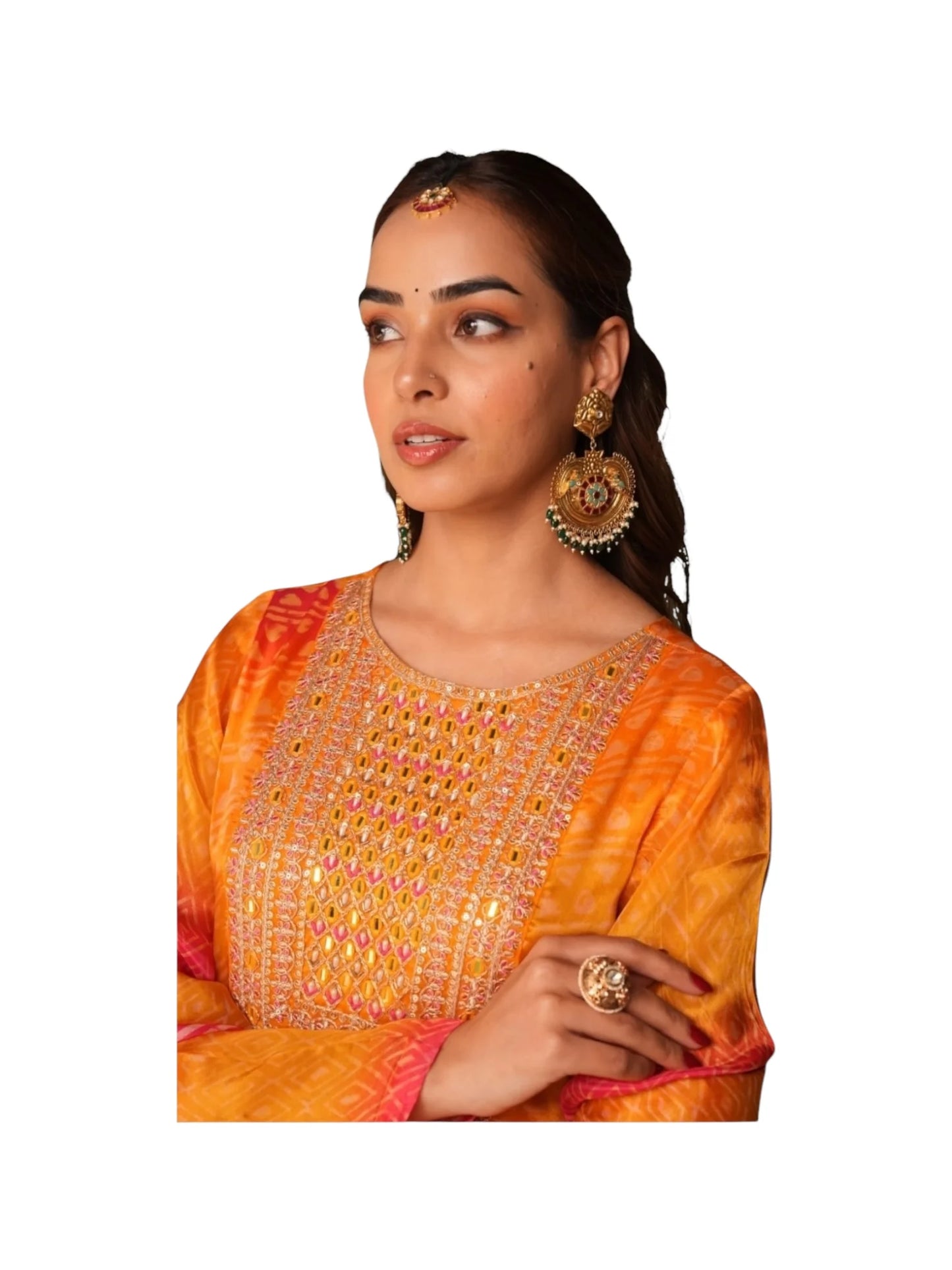 Multi-Color Crepe & Satin Silk Kurta Set