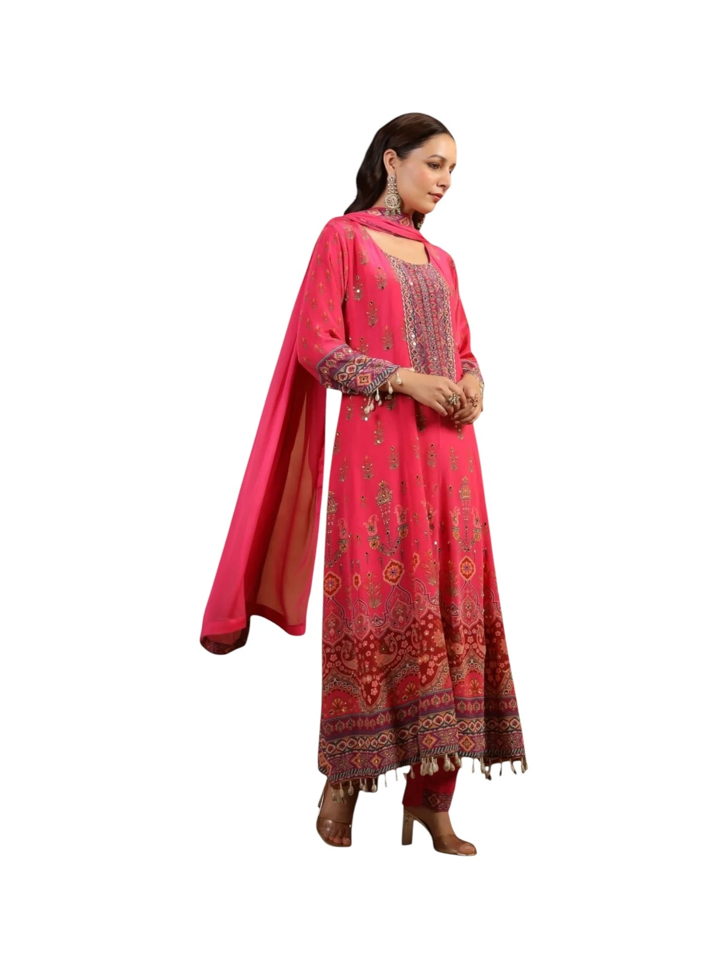 Pink Crepe Kurta Set