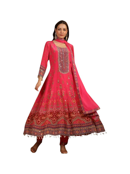 Pink Crepe Kurta Set