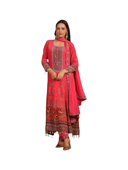 Pink Crepe Kurta Set