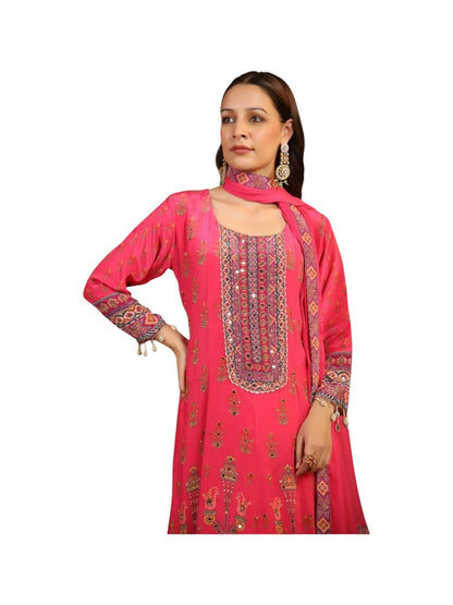 Pink Crepe Kurta Set