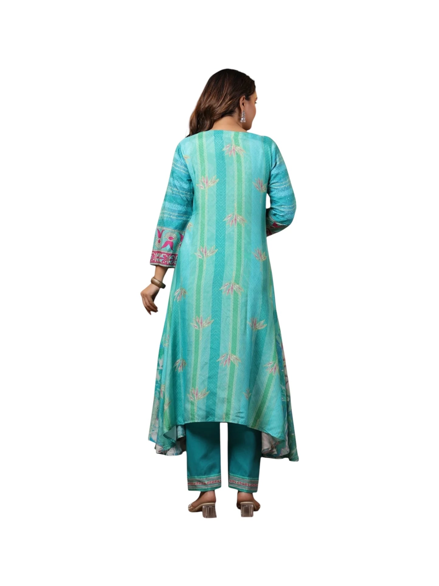 Green Muslin & Cotton Kurta Set