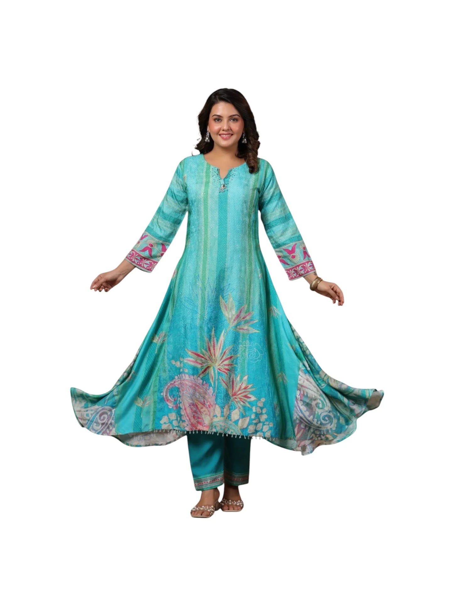 Green Muslin & Cotton Kurta Set