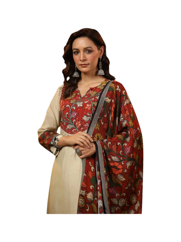 Gold Crepe & Satin Silk Kurta Set
