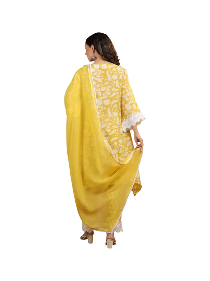 Yellow Satin Silk Kurta Set